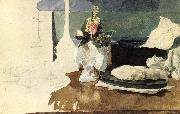 Mikhail Vrubel Still life with flowers,A Paper-weight,and other objects USA oil painting reproduction